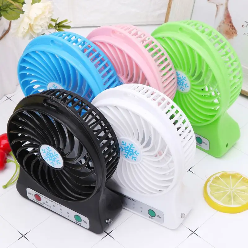 Ventilador portátil com luz led de 5w para áreas externas sem bateria de 18650