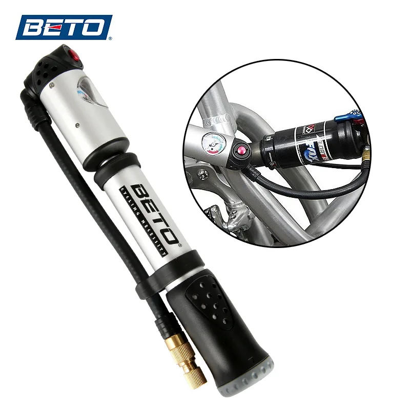 

BETO High Pressure Tire & Fork Bicycle Shock Pump 300 PSI MTB Bike Inflator for Fork & Rear Suspension Schrader & Presta Valve