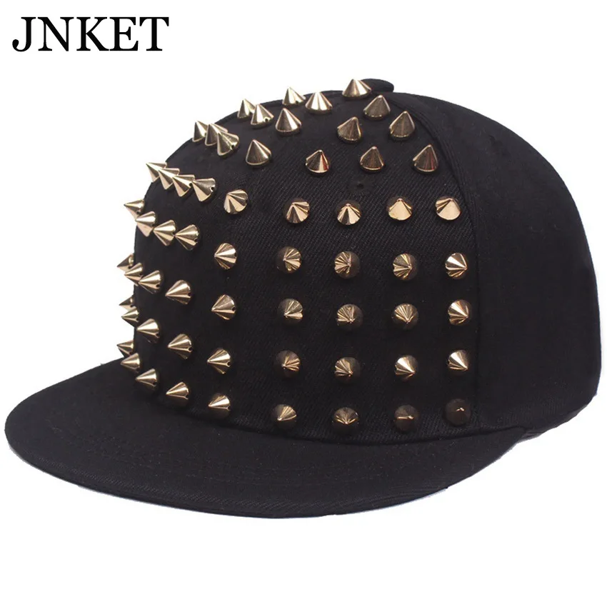 

JNKET Fashion Unisex Rivet Baseball Cap Flat Brim Hats Outdoor Sunhat Hip Hop Caps Gorras Baseball Casquette