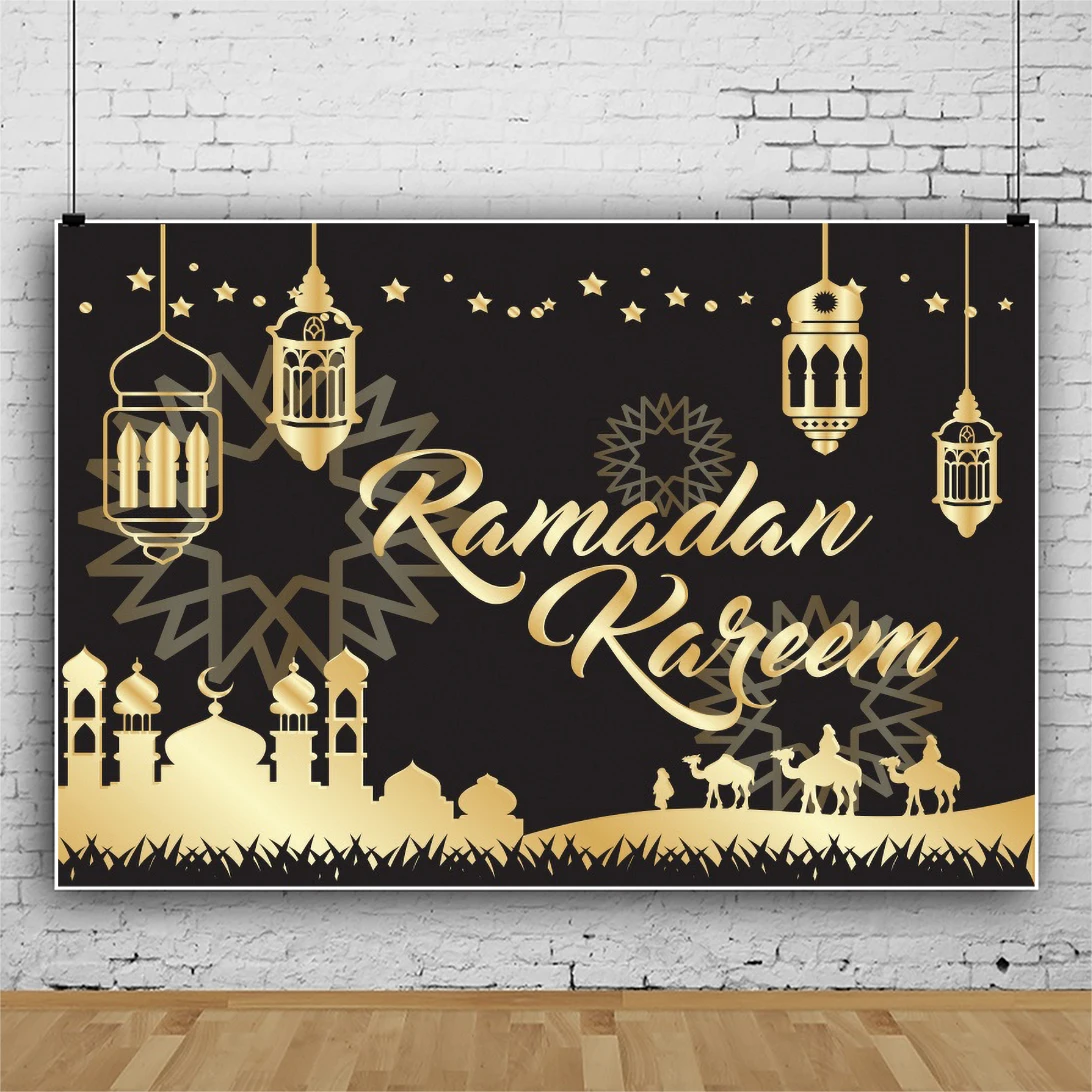 Yeele Background Photography Ramadan Kareem Eid Mubarak Party Moon Star Lantern Muslim Building Backdrop Photocall Photo Studio