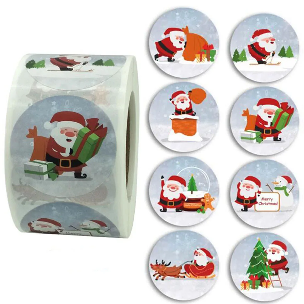 

1.5Inch Merry Christmas Santa Claus Labels Stickers Card Box Package Thank You Sealing Stickers Party Wedding Decoration 500pcs