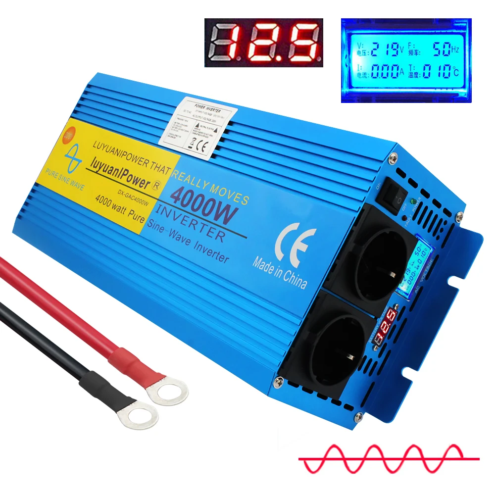 Portable Generator 4000W for RV Camping Transformer Power DC 12V 24V To AC 110V 220V US/EU/Universal Pure Sine Wave Car Inverter