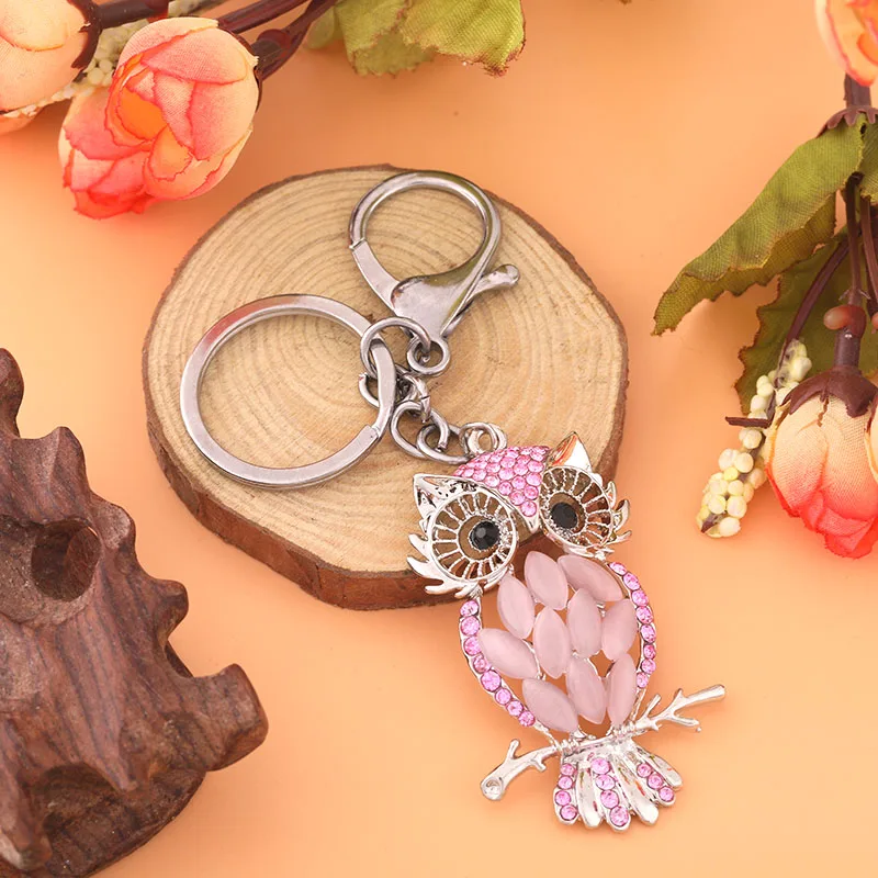 New Zircon Owl Style Keychain Fashion Versatile Jewelry Cute Shiny Metal Keychain Romantic Female Accessories Fine Bag Pendant