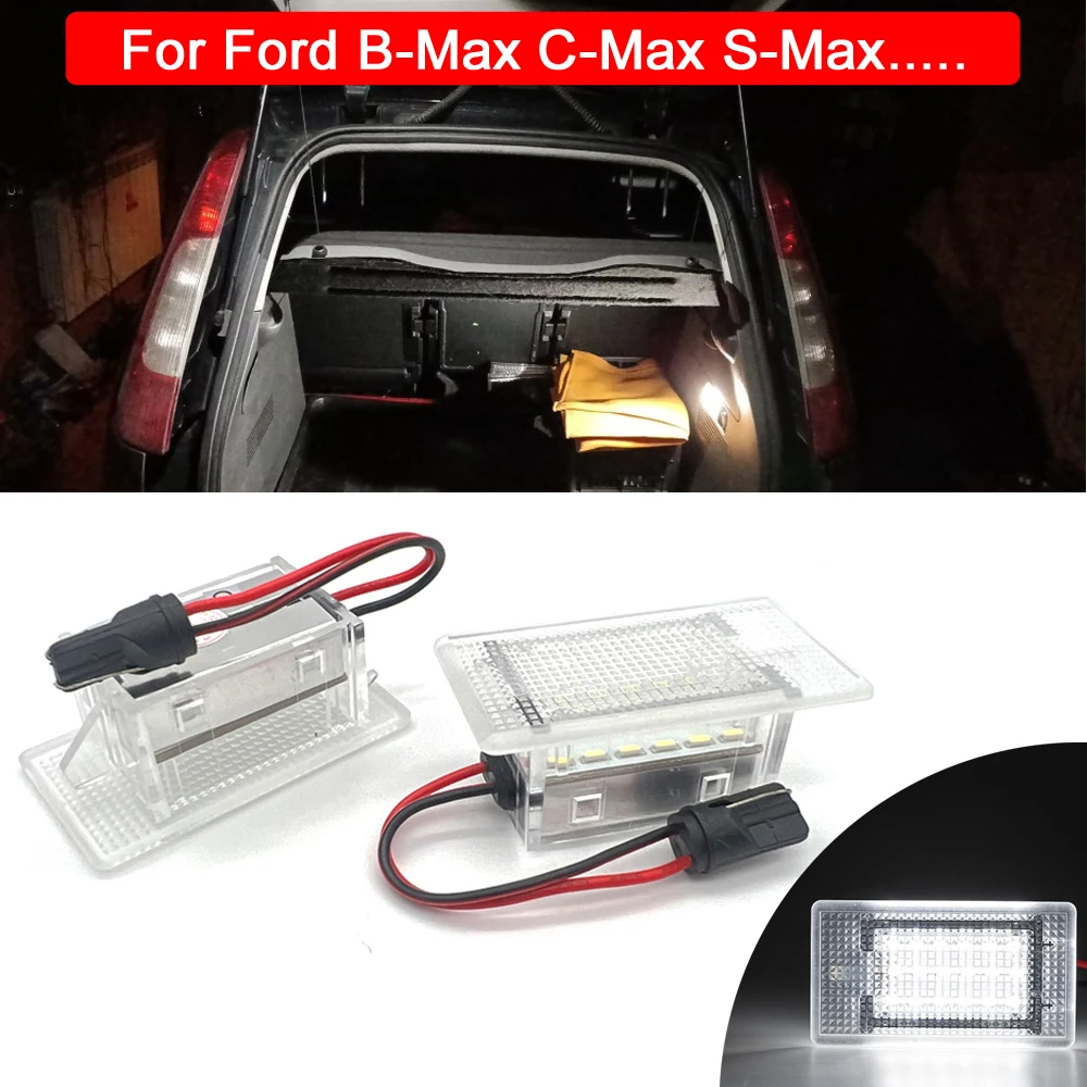 2x White LED Interior Trunk Luggage Light For Ford EcoSport Escort Figo Fiesta Focus Galaxy Granada KA Orion Sierra Scorpio