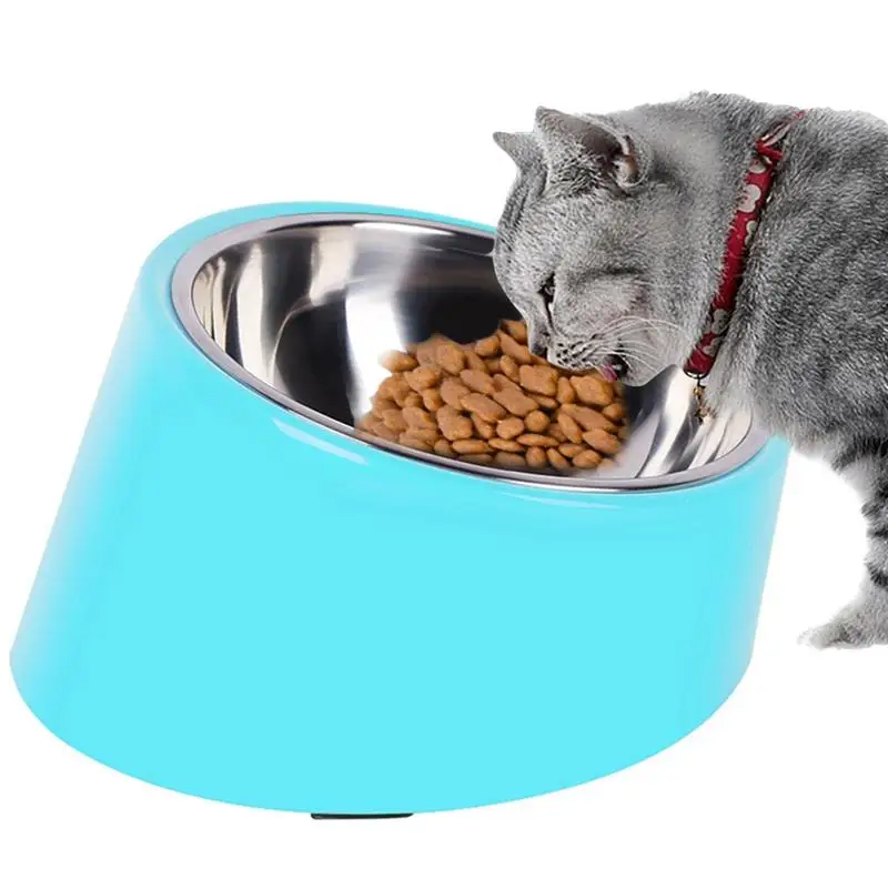 Tilting Pet Bowl Stainless Steel Detachable Anti-slip Pet Feeding Bowl Cat Bowl  Puppy Food Container Feeder Dish