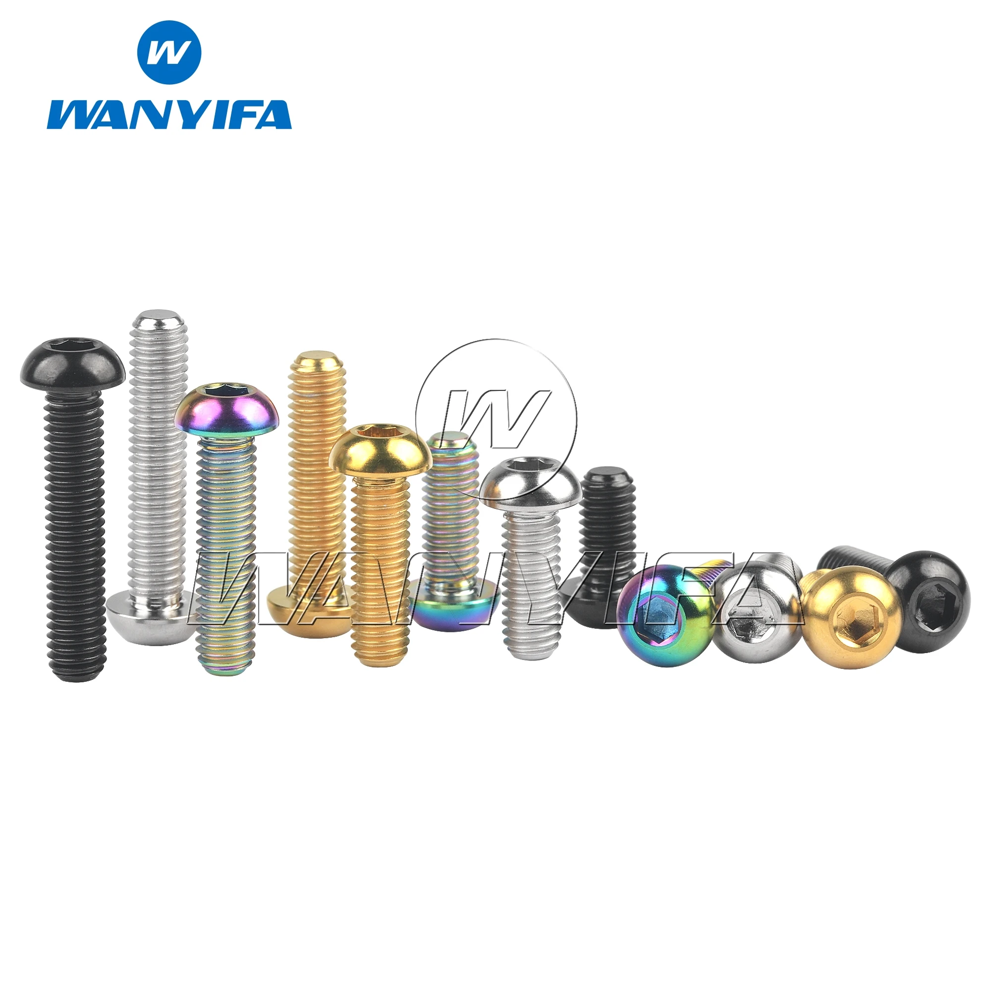 Wanyifa Titanium Bolt Ti M6/M8x12/15/16/20/25/30/35MM Half Round Hexagon Head Screws for Bike Motorcycle Car Cycling Refit