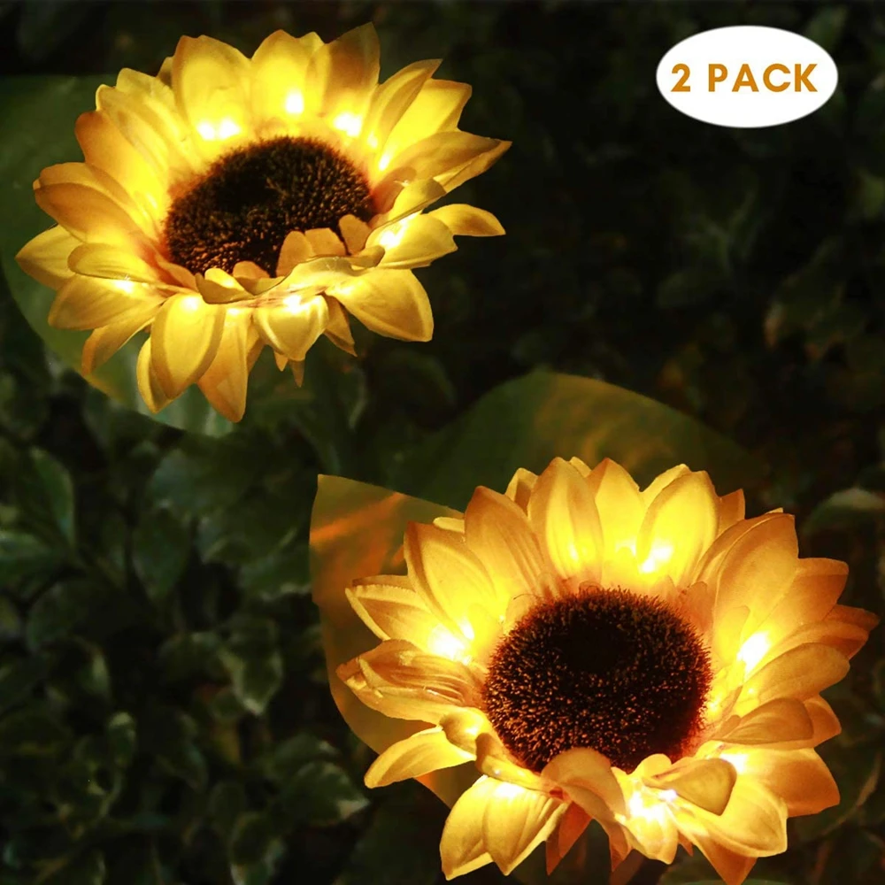 2 Pack Solar Light Outdoor Solar Garden Light Solar Sunflower Stake Light For Garden Patio Lawn Backyard Decoration Solar Lamp