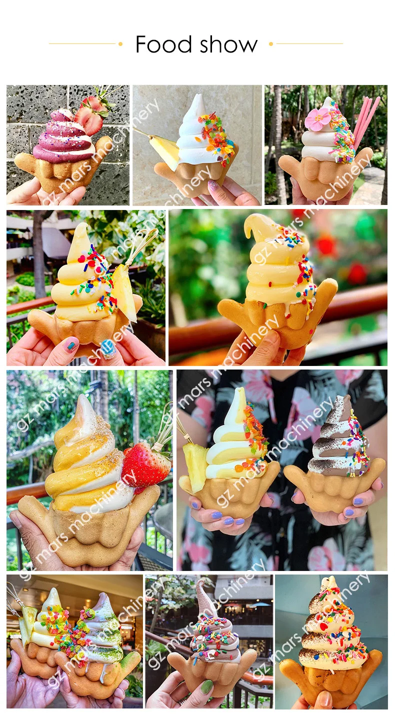 2022 New Taiyaki Style Shaka Cone Ice Cream Machine, Dole Whip Shaka-Boom in Hawaii Cafe Shop, Shaka Boom Taiyaki Waffle Maker