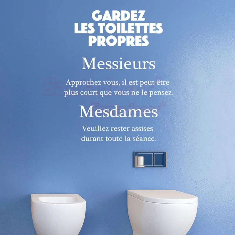 Stickers Citation Gardez Les Toilettes Propres Vinyl Wallpaper WC Wall Art Decal Toilet Door Sign Mural Home Decor Poster