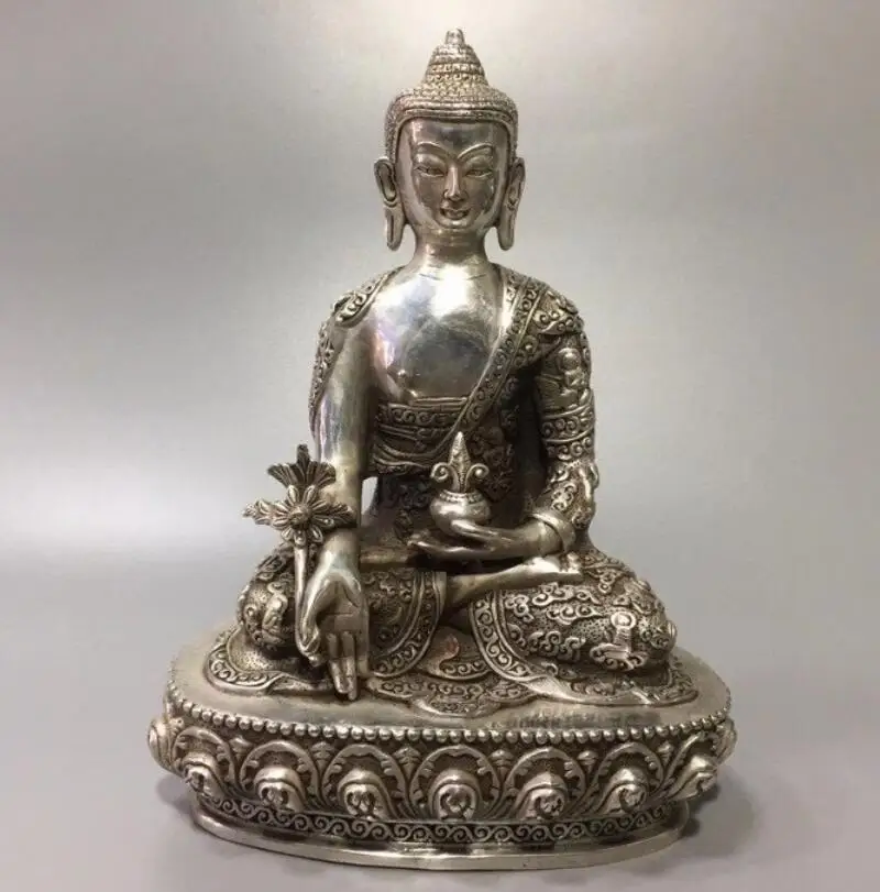 

Chinese White copper Medicine Buddha crafts statue