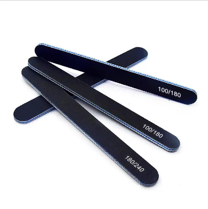 50 Pcs Black Straight Nagelvijlen Blauwe Kern Nail File Buffer Nail Tool Professionele Nagelvijl Sapphier Bestand