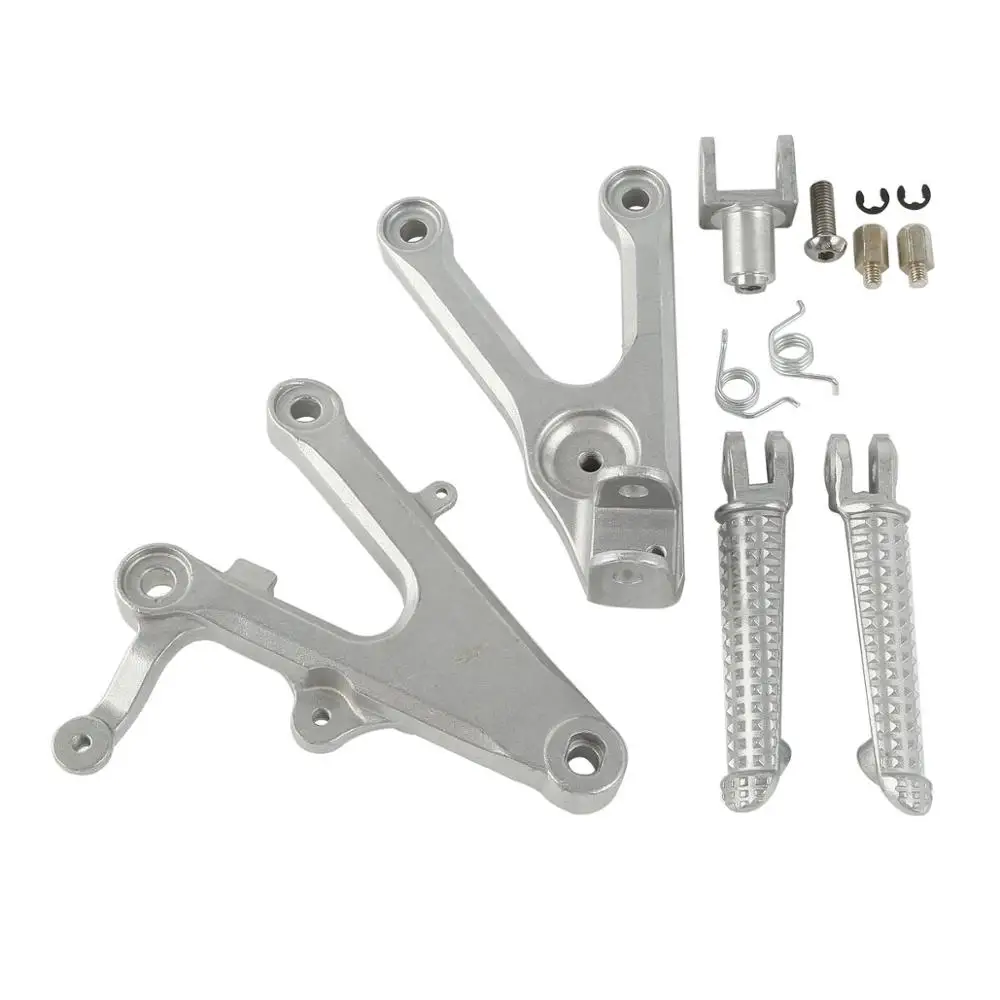 Motorcycle Front Footrest Foot Pegs bracket For Yamaha YZF R6 2003-2005 2004 YZF-R6S 2006-2009 Silver/Black