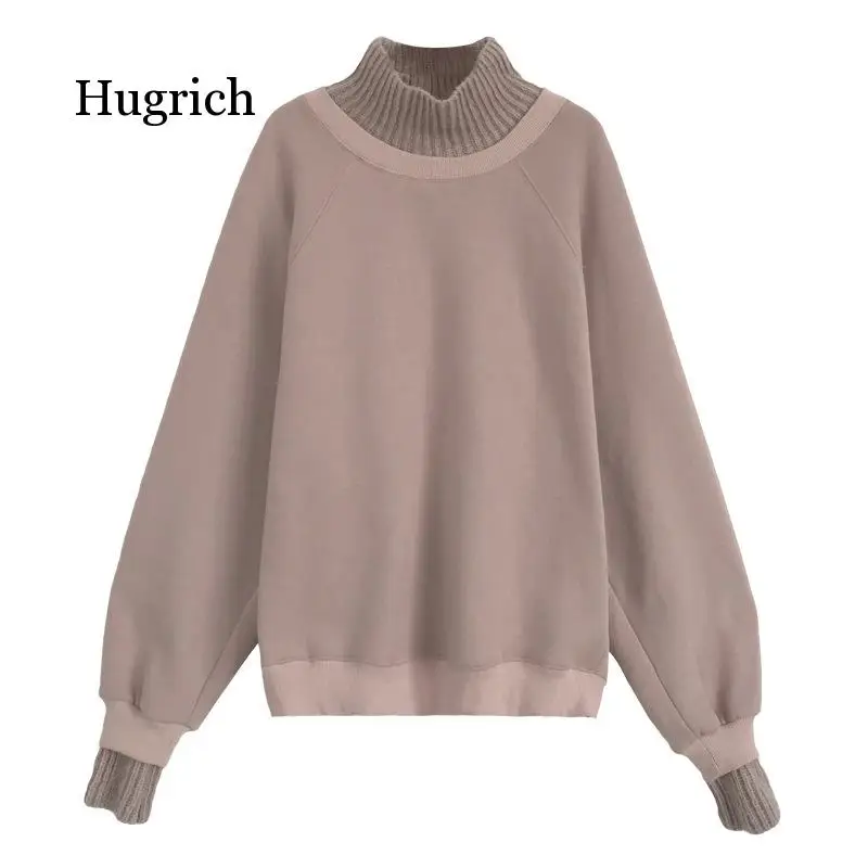 Two Turtleneck Sweaters Spring Autumn Loose Long Sleeve Black Warm Large Size Knitted Pullover Tops Female