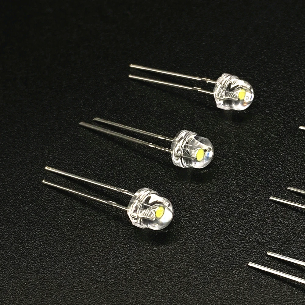 100pcs/lot white 5mm F5 Straw Hat LED Chandelier Crystal Lamp Beads Big Core Chip 6-7LM Light emitting diodes leds DIY lights