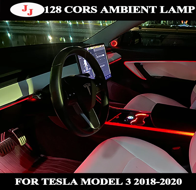 

Decorate inter lamp touch control For Tesla Model3 model 3 2019 2020 inter car Ambient Light 64 colors Center pillar horn cover