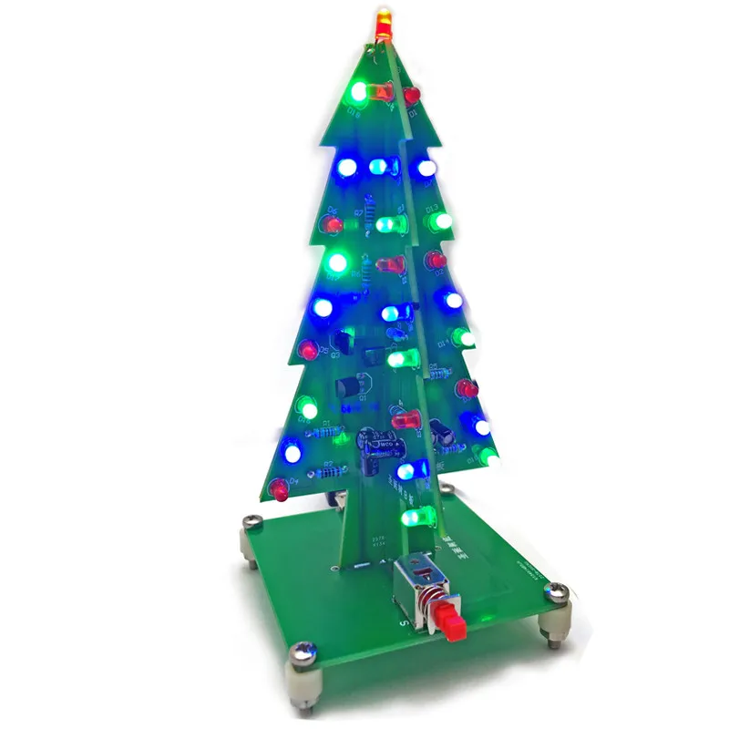 Model Kit Christmas Tree 3D Color LED Flash Light DIY Kit Colorful LED Flash Circuit Parts Electronic Fun Suite Christmas Gift