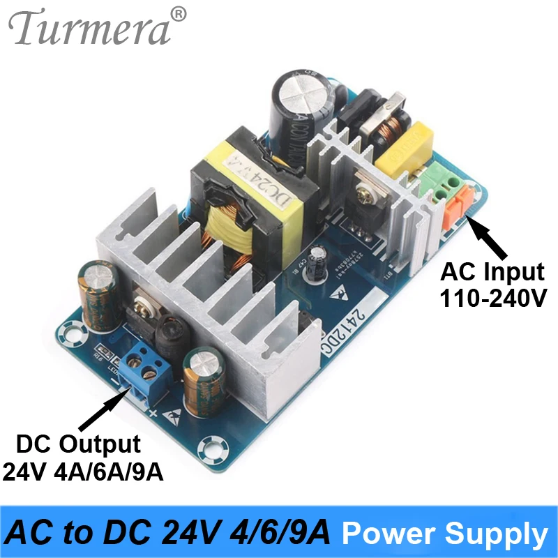 Turmera ca 100-240V à cc 24V 4A 6A 9A Module d'alimentation carte commutateur AC-DC commutateur carte d'alimentation pour pompe voiture et Radio A