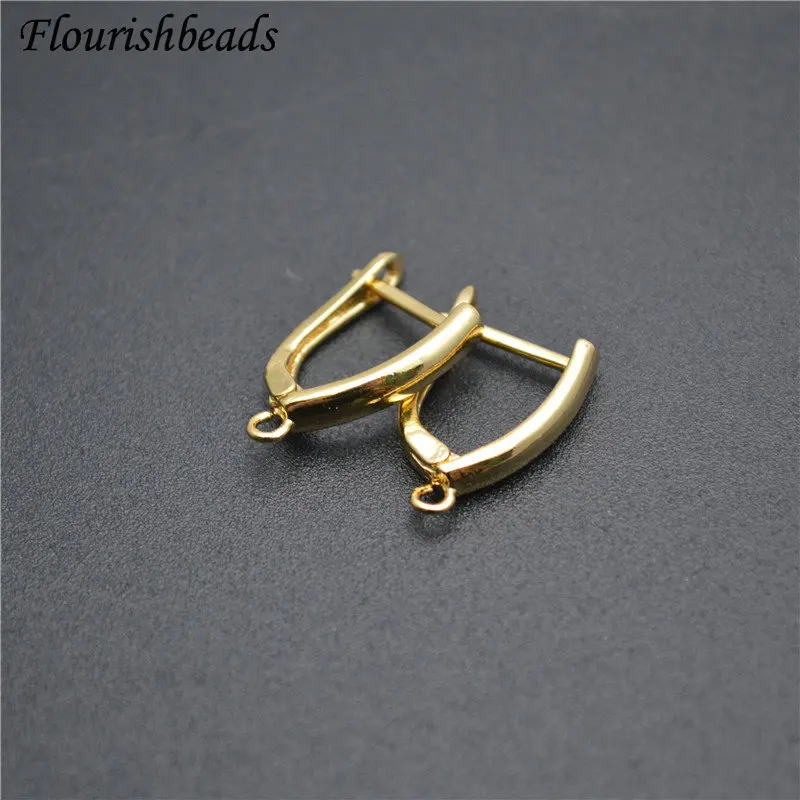 Real Gold Plating Anti-rust Metal Earring Hooks Women DIY Jewelry Making Components 50pcs