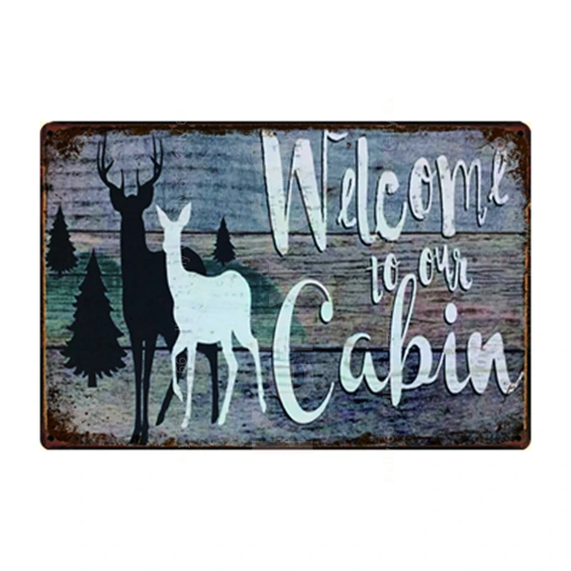 [ Kelly66 ] Welcome To Our Cabin Beach The Summer  Tin Metal Sign Home Decor Bar Wall Art Painting 20*30 CM Size JT-61