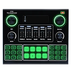 2024 New V9 Bluetooth Sound Card USB Headset Microphone Webcast Live Streaming Sound Card Phone Computer Singing Sound Card