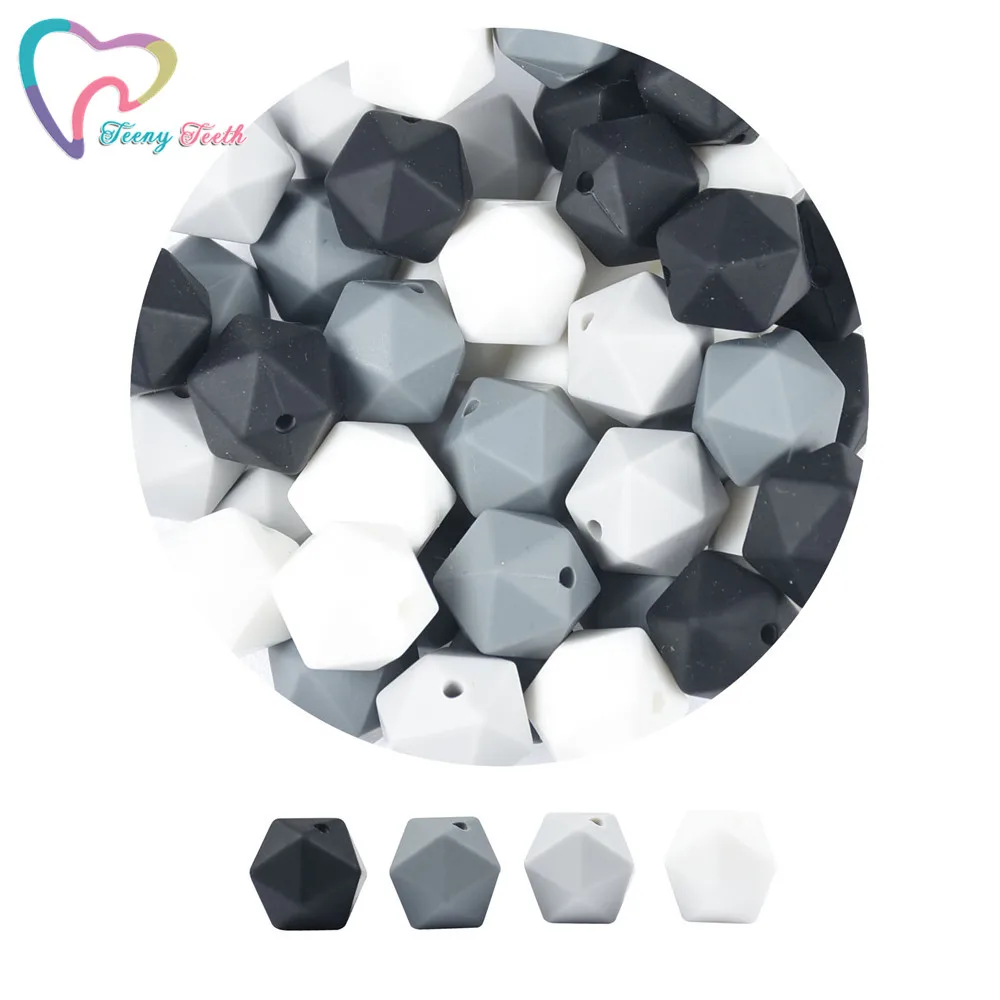 100 PCS Silicone Bead Icosahedron 14 MM Chewable Silicone Beads For Baby Teething Necklace Pacifier Chain Bpa Free Food Grade