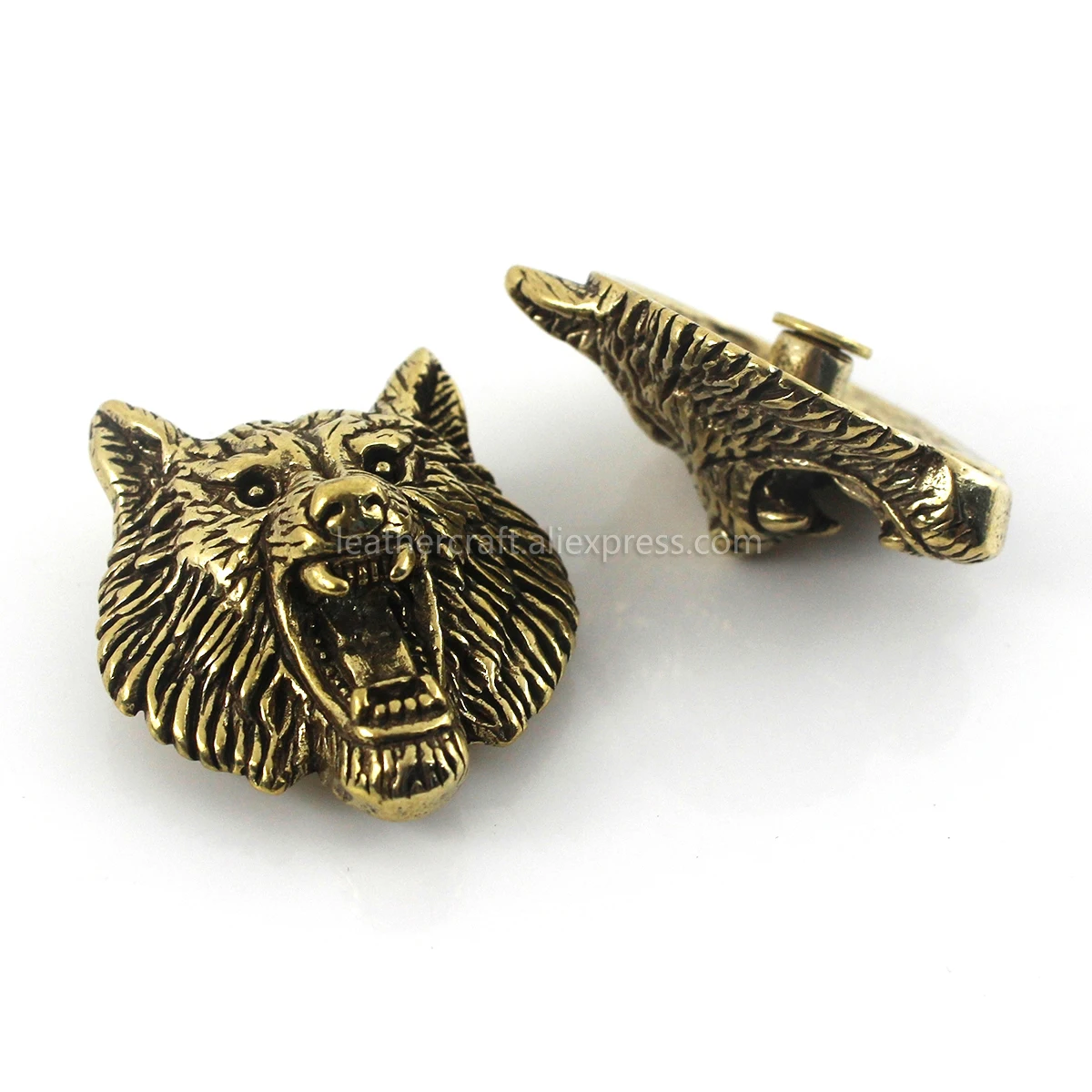 1 Stück Messing-Wolf-Abzeichen, Dämon, Teufel, Conchos, Schraubverschluss, Metall, Tierkopf-Design, Leder, Tasche, Geldbörse, Dekor, Knopf, Nieten, Accessoires – Detail 3