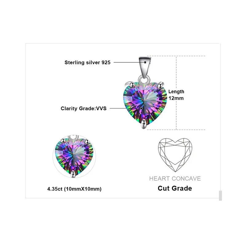 Jellystory Fashion 925 Sterling Silver Necklace with Heart-shaped Topaz Gemstone Pendant for Women Wedding Party Gift Jewellery view 3