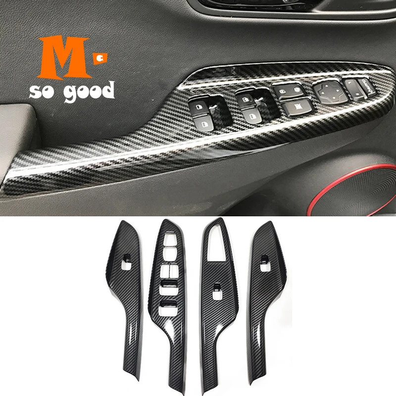 

ABS Carbon Fiber for Hyundai Kona Kauai Encino 2017 2018 2019 2020 Car Window Lift Door Armrest Glass Button Switch Accessories