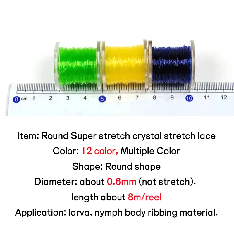 Wifreo Clear Stretch Rib Round Larvae Lace Nymph Ribbing Material Body Fly Tying Line Green Red Brown Multiple Color