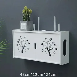 Large Wireless Wifi Router Storage Box PVC Density Panel Shelf Wall Hanging Board Bracket Cable  Organizer Home Decor