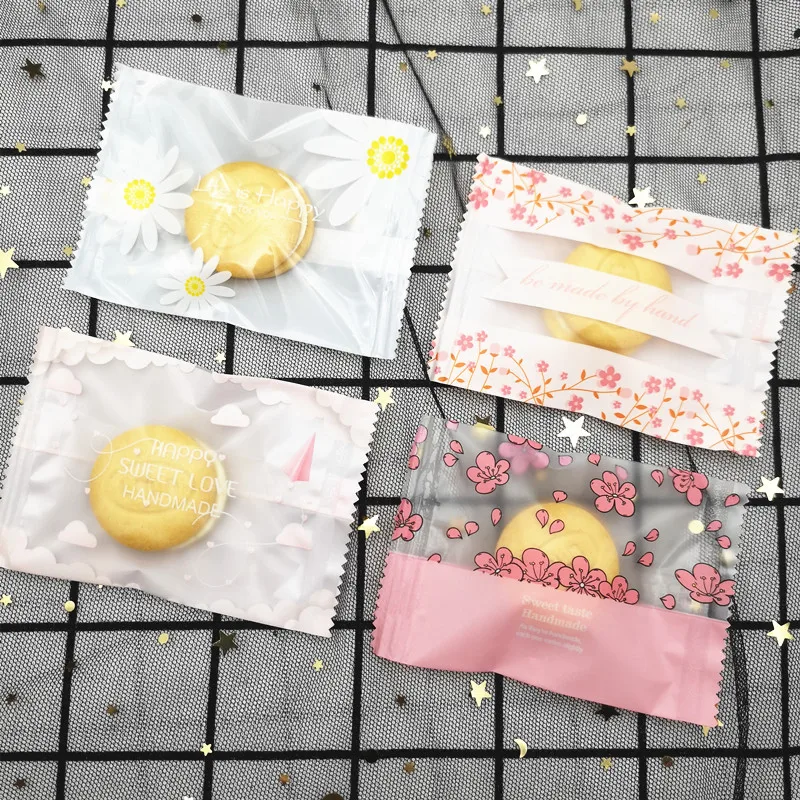 Hot Seal Bag Frosted Plastic Cake Biscuit Dessert Candy Packaging Bags Flower Cute Cat Opp Bags Food Packing Party Favors