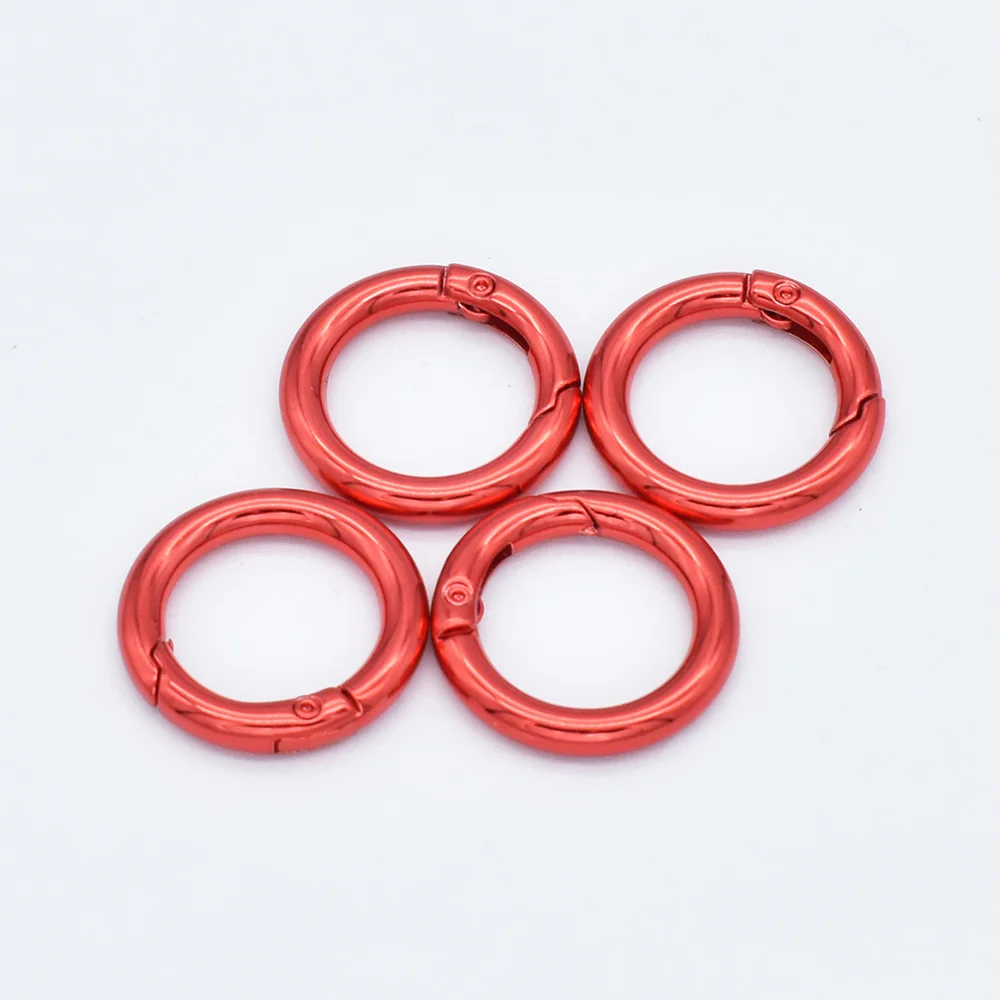 Red Spring Gate Ring O Ring Round Push Snap Hooks for Webbing Purses and Handbags Hardware Supplies Leather Craft 0.8