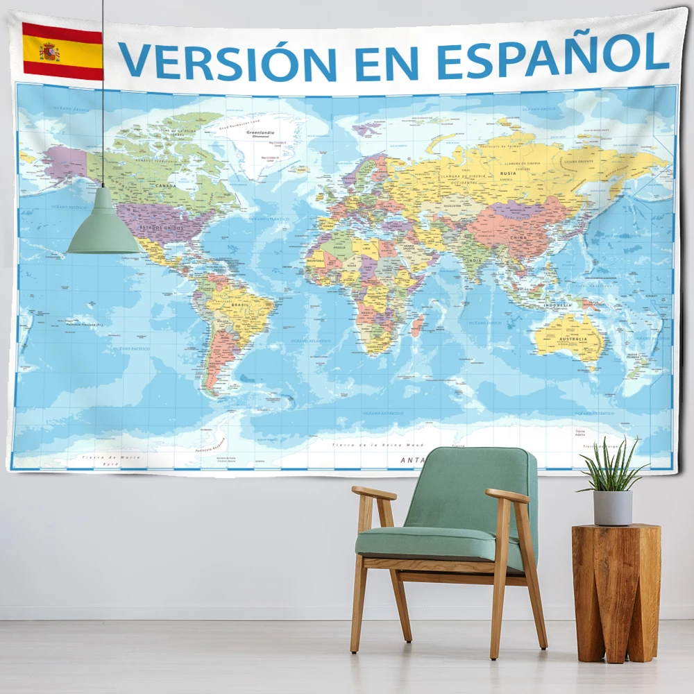 Spain Map Tapestry Wall Hanging Bohemian Style Art Science Fiction Psychedelic Mandala Living Room Home Decor