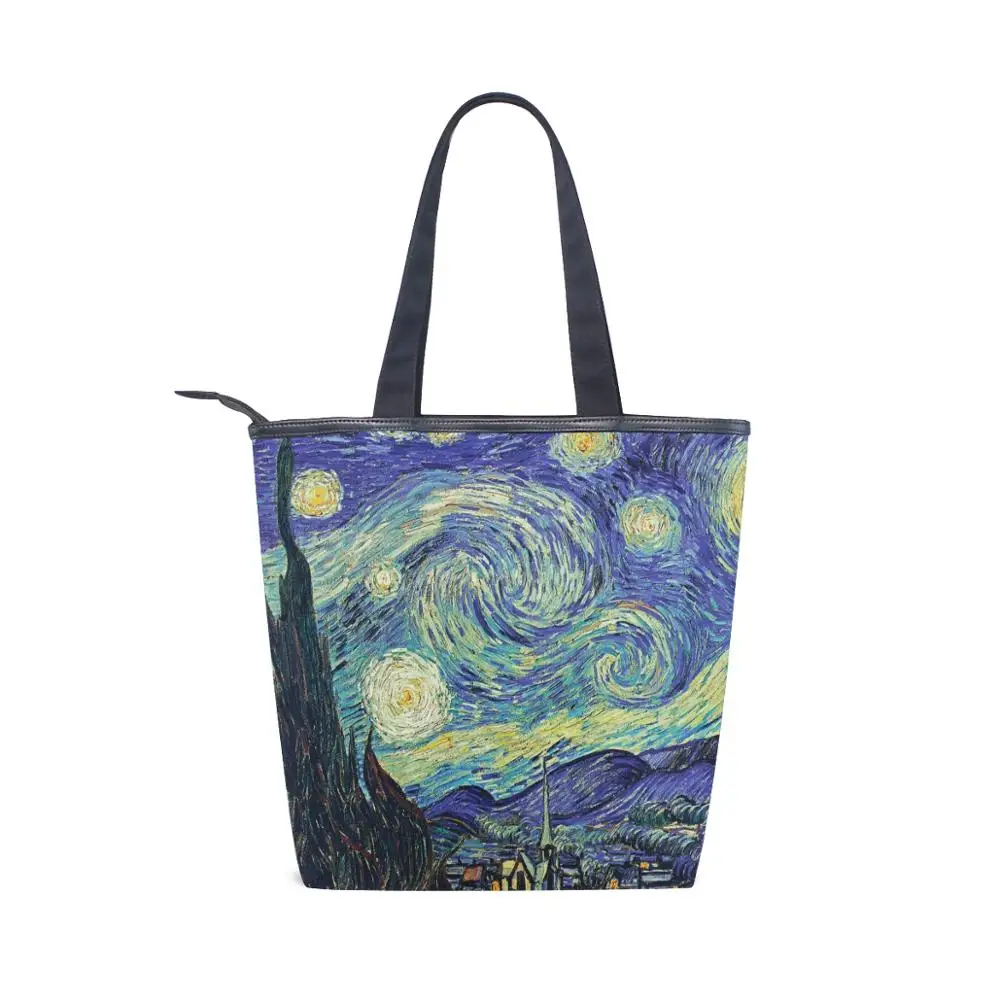 ALAZA Paintings By Van Gogh Shoulder Bag Canvas Vintage Women Bag Big Size Handbag Tote Ladies Casual Drop Shipping Shopping bag