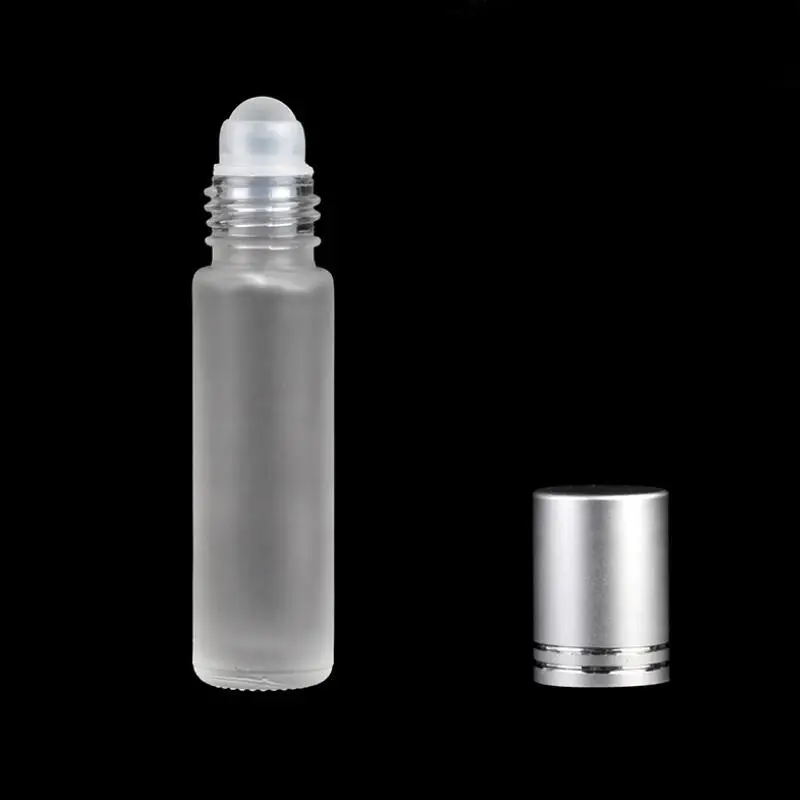 15ml clear frosted glass bottle glass or steel roller,roll-on essential oil Refillable perfume deodorant liquid bottle LX9256