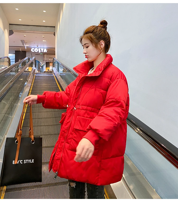 Nice Pop Winter Clothes OverSize Oversize Zipper Parkas Drawstring Cotton-padded Coats Loose Pregnant Women Jackets Warm Coat