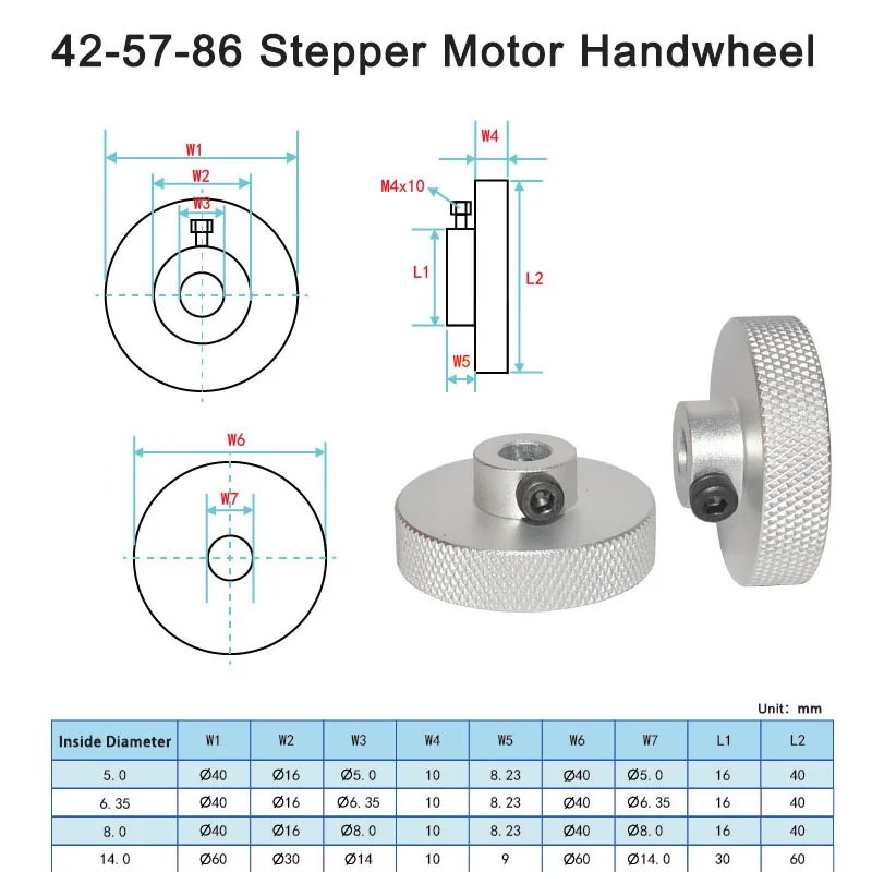 Nema17 Nema23 stepper motor hand wheel 5mm 6.35mm 8mm inner hole Nema 17 Nema 23 motor handwheel for dual / double shaft motor