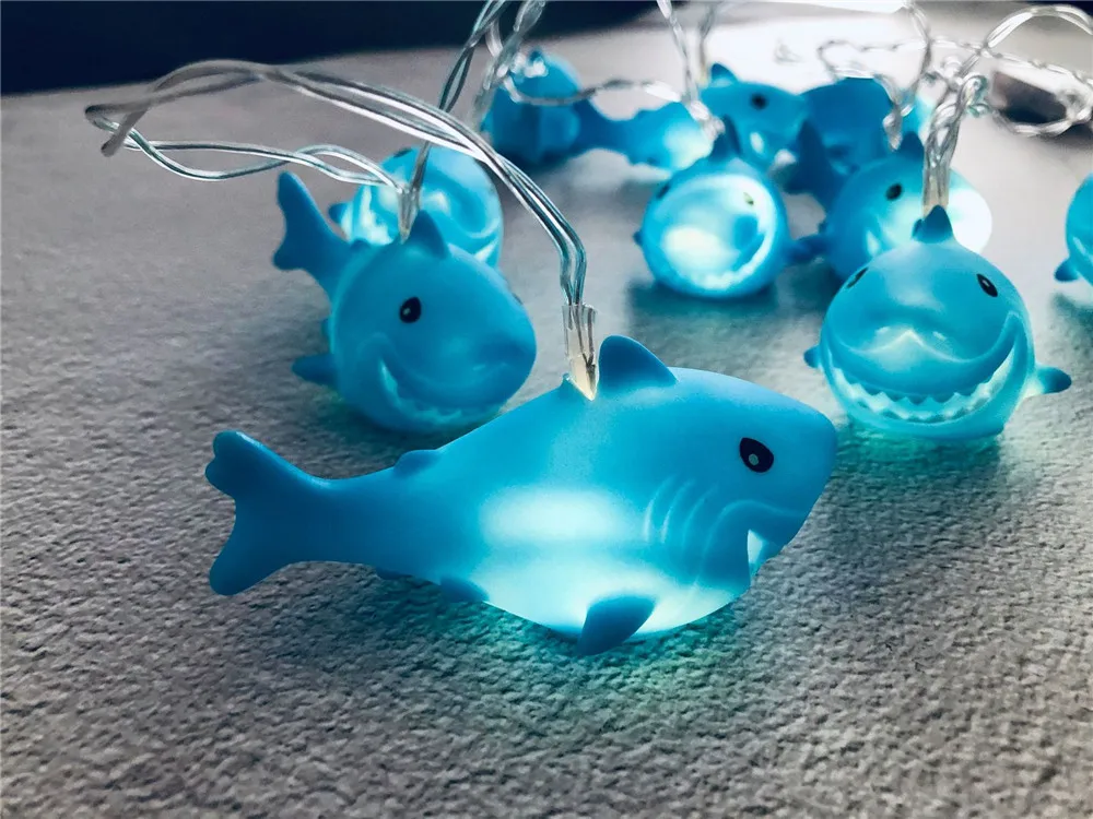 Bateria ou USB Powered Shark LED Night Light, Quarto Infantil, Decoração para Janela Foyer, 10 LEDs, 20 LEDs