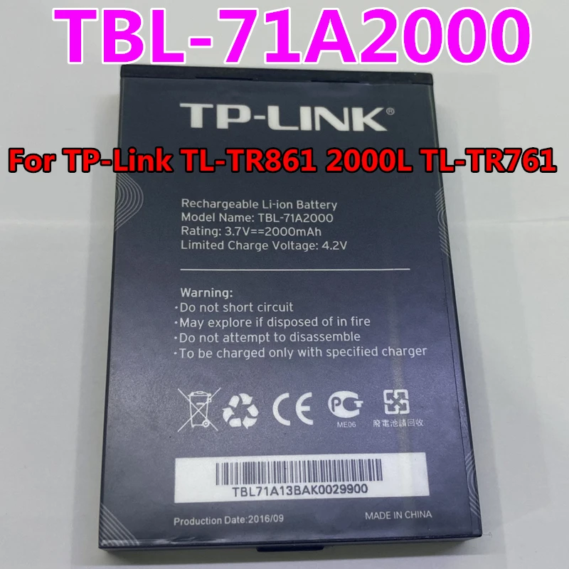 Original 2000mAh TBL-71A2000 for TP-Link TL-TR861 2000L TL-TR761 M5250 M5350 M7000 M7200 M7300 4G LTE WIFI Router Modem Battery