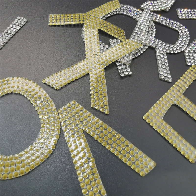 1PCS Glass Hot fix Rhinestones Alphabet Letter Applique Iron On letters Patch For Clothing Badge Paste