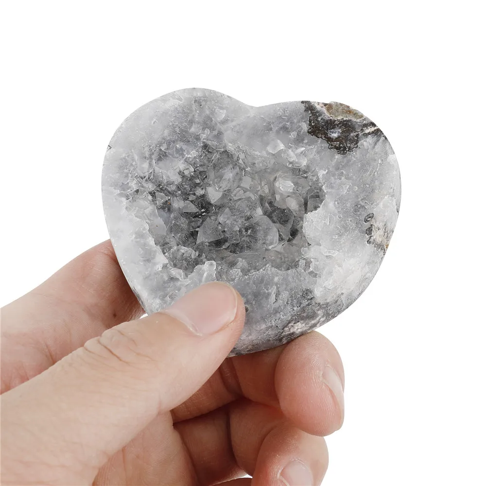 

1 шт. Мексика Кварц Geode Кристалл кластера ИСЦЕЛЕНИЕ КАМНИ натуральный камень, сердечко Форма Агат минерального сырья домашний декор