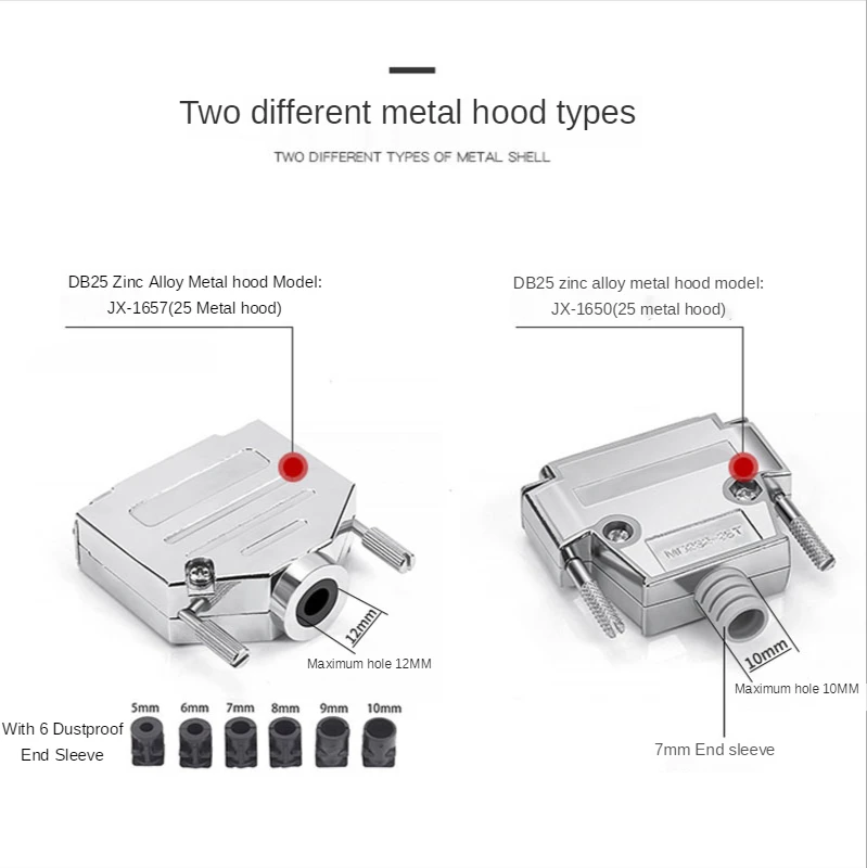 Industrial solid pin gold plated DB25 male female computer components  connector 25 pin plug 25p connector with metal hood