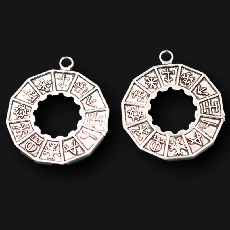 4pcs Ancient Mayan Wizard Divination Calendar Pendant Retro Necklace Metal Accessories DIY Charms For Jewelry Craft Making A2425