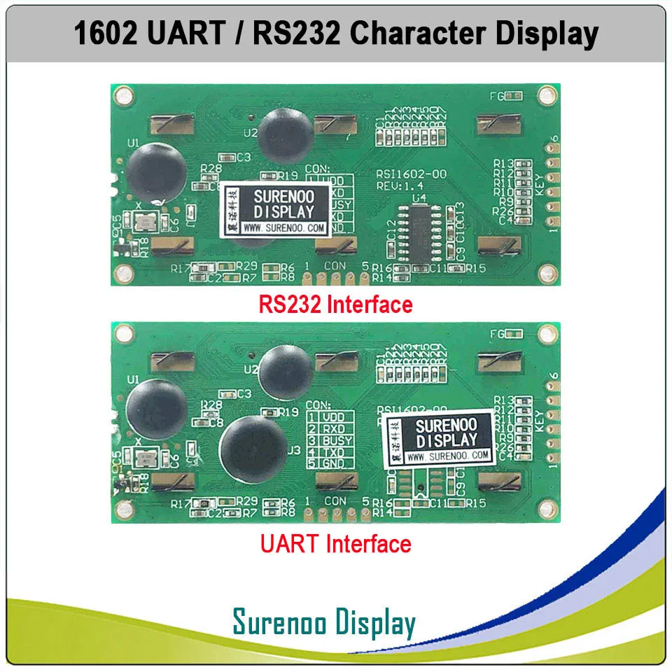 CMOS UART RS232 Serial 1602 162 16*2 Character LCD Module Display Screen LCM for Arduino, Support Keyboard Blue Yellow Green