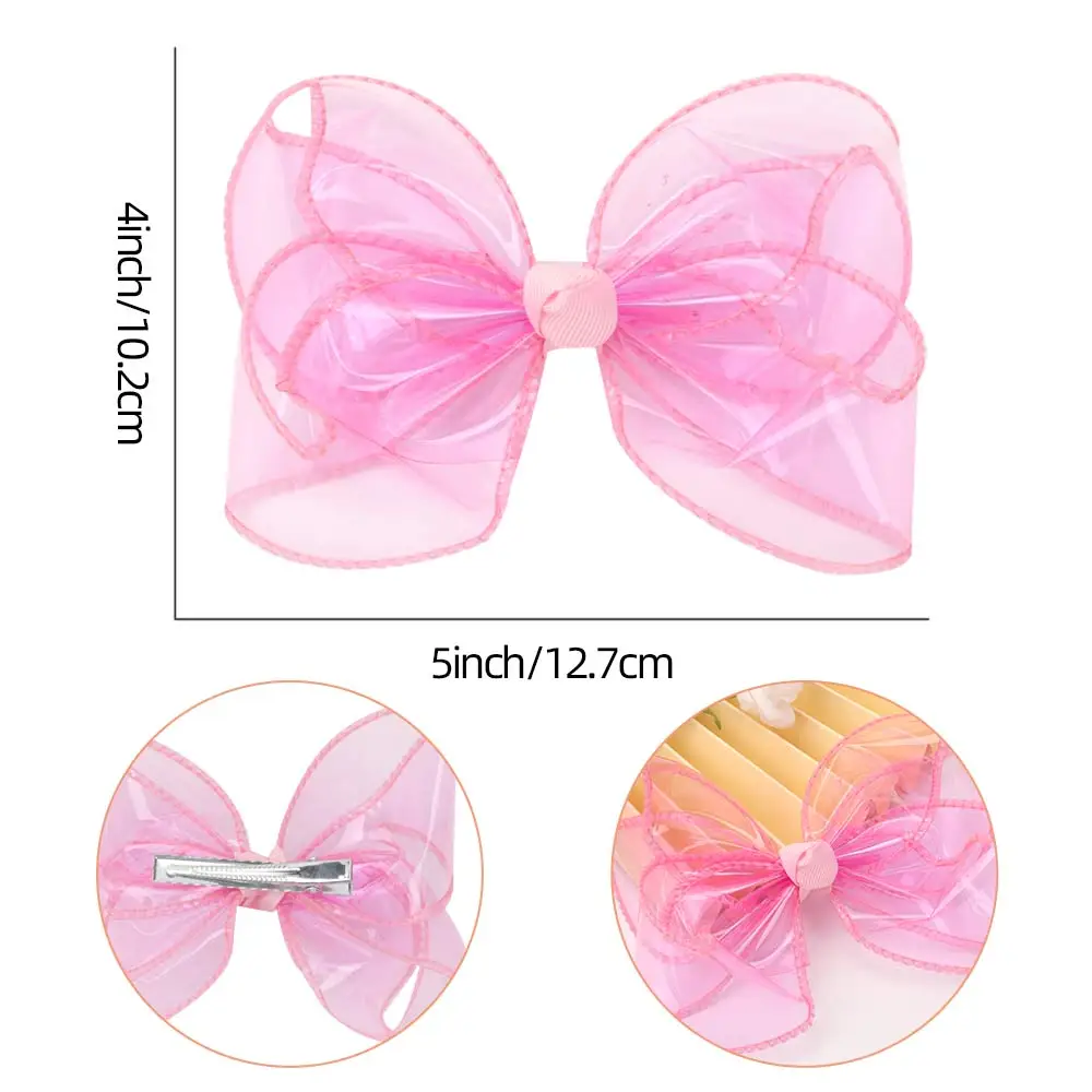 Oaoleer 5 inch Waterproof Jelly Bows Hair Bows Hairpins Jelly Bows Hair Bows Hairpins Dance Party Bow Hair Clip Hair Accessories