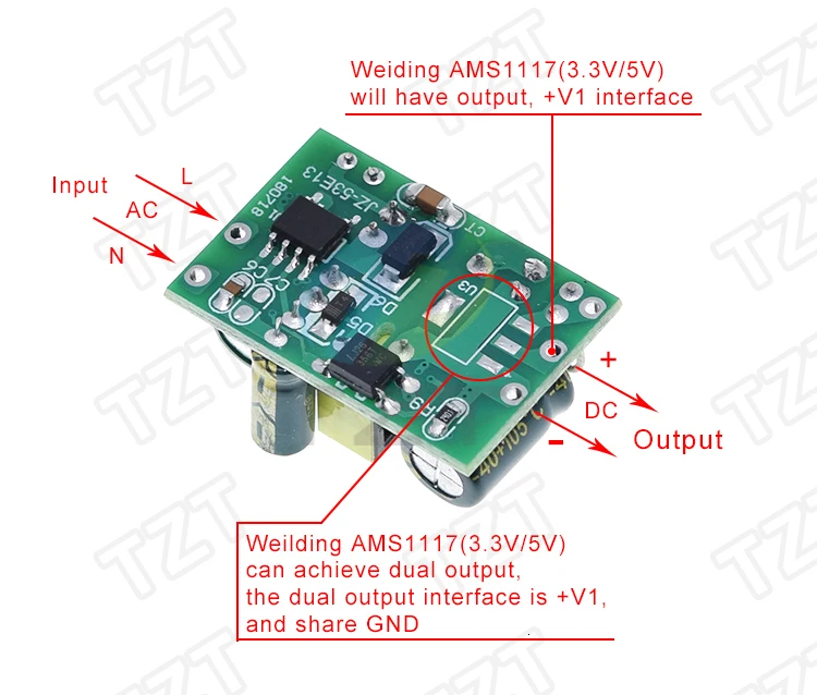 TZT AC-DC 5V 700mA 3,5W Isoliertes Schaltnetzteilmodul Buck Regulator Step Down Präzisionsleistungsmodul 220V bis 5V – Detail 3