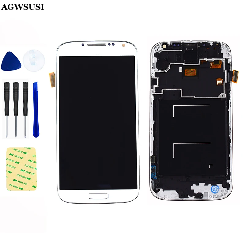 For Samsung Galaxy S4 gt- i9500 i9505 i337 Touch Screen Digitizer Glass Sensor + LCD Display Panel Monitor Assembly + Frame