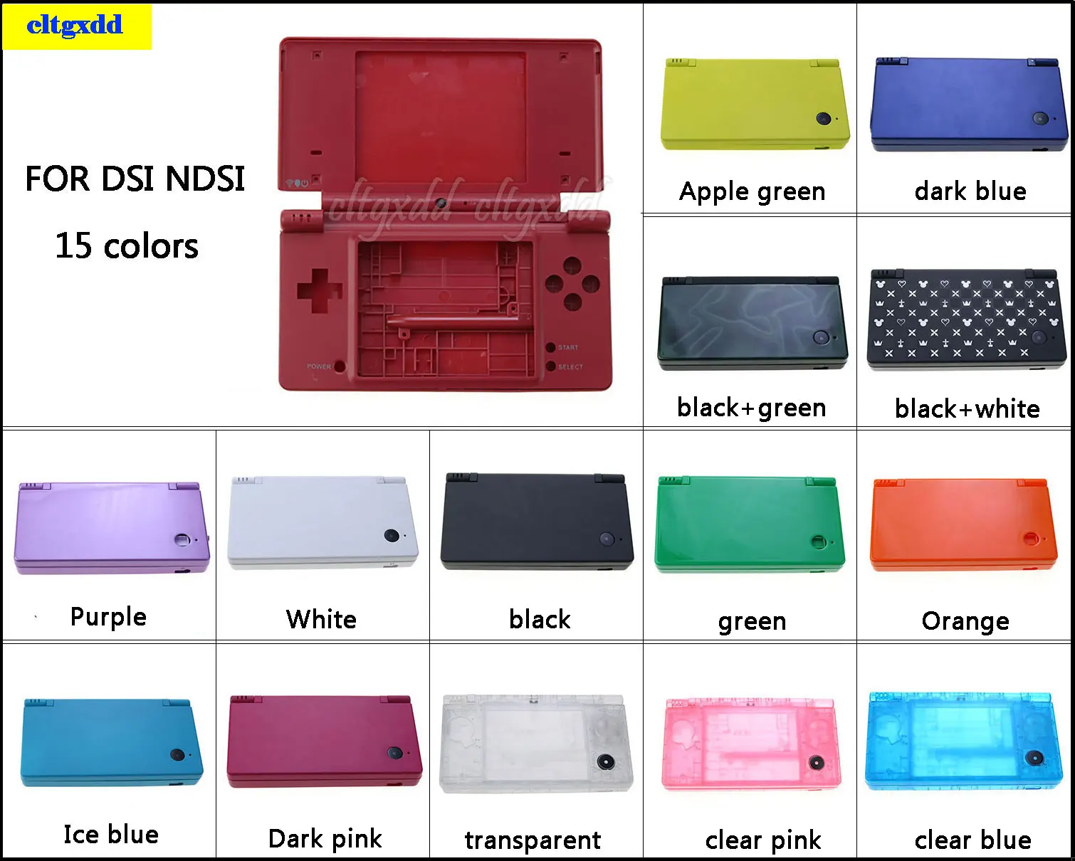 1 set FOR  DSI NDSI plastic color cover shell replacement parts shell console with button kit 15 colors