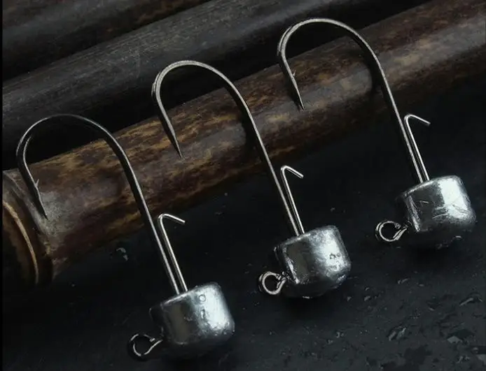 Fishing NED Jig Head Hook Strong Anti Falling Off Auxiliary Stand Hooks Mandarin Fish Lead T Tail Worm Fishhook Lot 10 Pieces