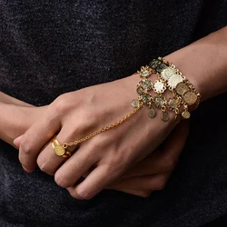 Coin Jewelry Gold Color Coin Bracelet Bangles In Chain Link Rins For Women Dress Bracelet Hot Sale Arab Middle East Bracelet